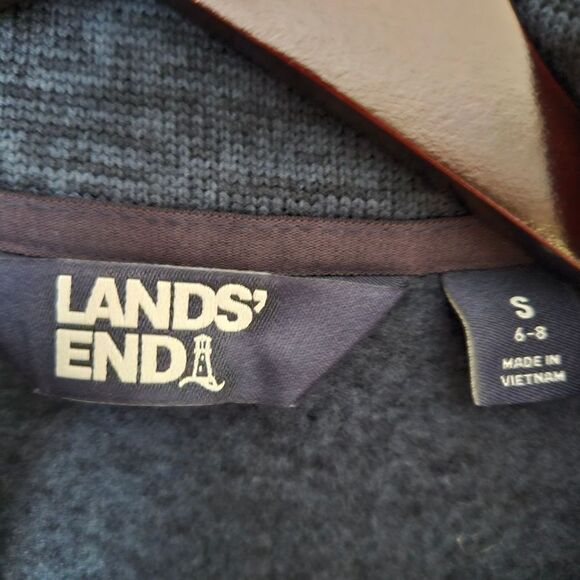 Land's End Jacket Quarter Zip Pullover Sweatshirt Navy Blue Embroidered Casual - Picture 8 of 10
